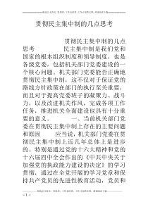 贯彻民主集中制的几点思考