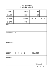 护理危重病人报告单