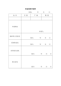 科室用药申请单