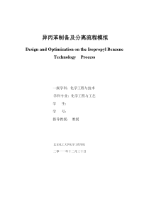 软件实习大作业异丙苯制备及分离流程模拟(ASPEN)