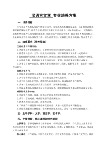 汉语言文学专业培养方案