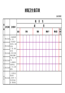 学校班级卫生值日表