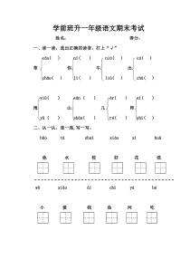 幼儿园升一年级期末考试语文