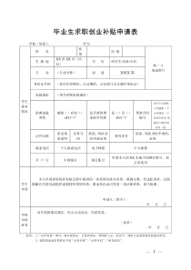 毕业生求职创业补贴申请表(模板)