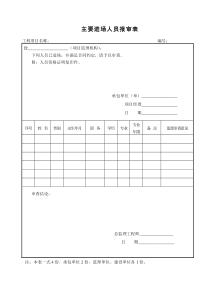 主要进场人员报审表