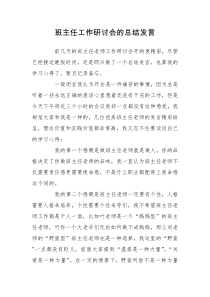 班主任工作研讨会的总结发言