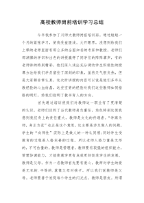 高校教师岗前培训学习总结