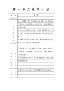 苏教版小学一年级数学单元教学目标