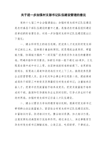 关于进一步加强村支部书记队伍建设管理的意见