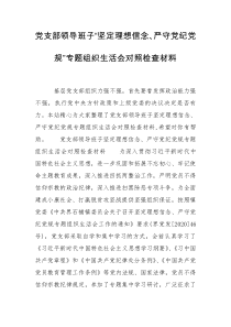 党支部领导班子“坚定理想信念、严守党纪党规”专题组织生活会对照检查材料