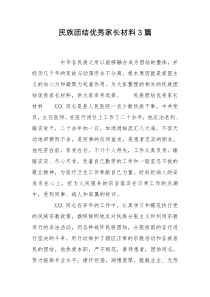 民族团结优秀家长材料3篇