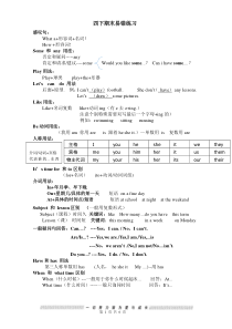 译林版四年级下册期末英语--易错知识点+练习