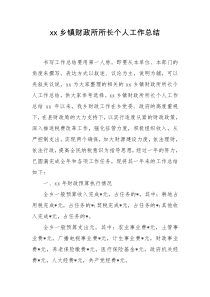 xx乡镇财政所所长个人工作总结