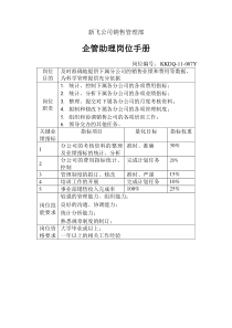 新飞公司销售管理部企管助理岗位手册