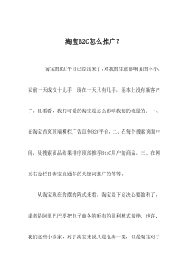 淘宝B2C怎么推广