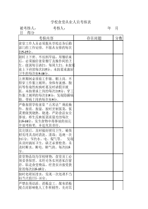 学校食堂从业人员考核表