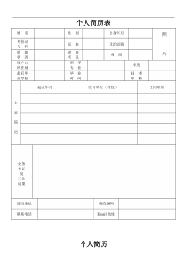 个人简历表格标准模板(Word)