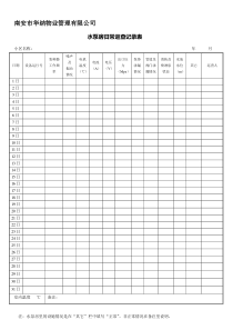 水泵房巡查记录表