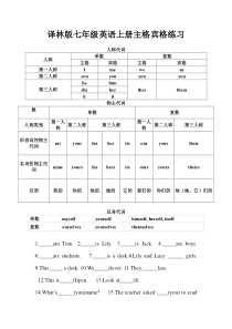 译林版七年级英语上册主格-宾格练习