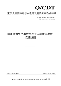 防止电力生产事故的二十五项重点要求实施细则