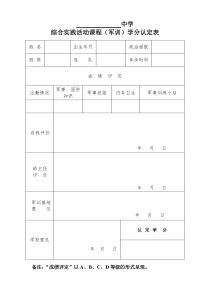 军训学分认定表