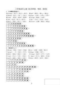 部(统)编二年级语文上册生字拼音、笔顺、组词