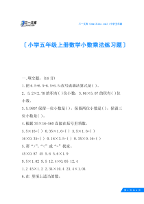 小学五年级上册数学小数乘法练习题