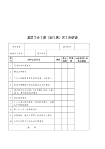 基层工会主席民主测评表