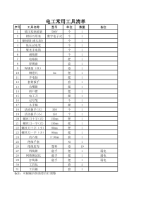 电工工具清单