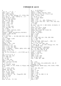 中考英语词汇表(1600词汇+词组)