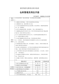 电器事业部市场部仓库管理员岗位手册一