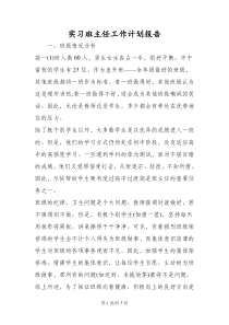 实习班主任工作计划报告