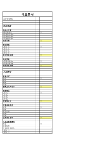 开业费用清单