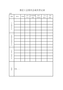 基层工会委员会成员登记表