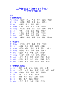 二年级语文(上册)写字表