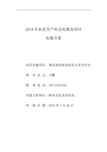 2019年农业生产社会化服务项目实施方案