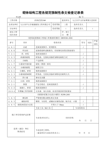 砌体结构工程各规范强制性条文检查记录表