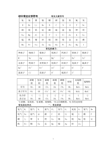 初中常见化学符号