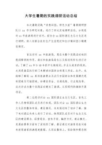 大学生暑期的实践调研活动总结