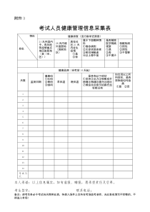 考试人员健康管理信息采集表