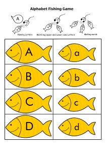 26个英文字母-大鱼小鱼-大小写配对游戏-alphabetfish(C)-少儿英语卡片资料-A4可打