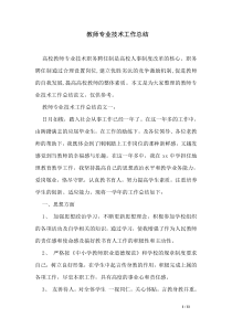 教师专业技术工作总结