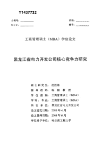 黑龙江省电力开发公司核心竞争力研究