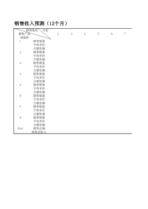 销售收入预测(12个月)格式