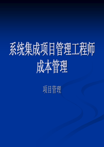 系统集成项目管理工程师_项目成本管理 闫波