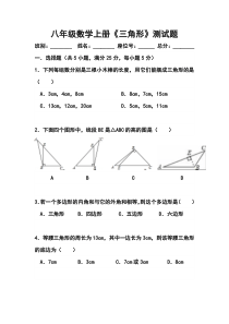 人教版八年级数学上册《三角形》测试题(教师用书)