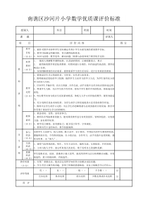 小学数学优质课评价标准及赋分表