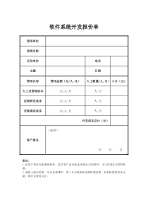 软件系统开发报价单