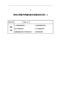 科室日常医疗质量自查和持续改进记录文稿