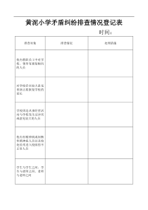 小学矛盾纠纷排查情况登记表